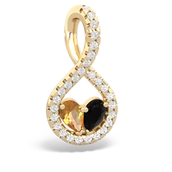 Citrine Pave Twist 'One Heart' 14K Yellow Gold pendant P5360