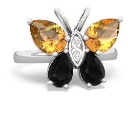 Citrine Butterfly 14K White Gold ring R2215