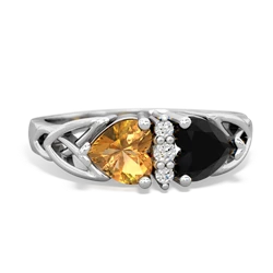 Citrine Celtic Knot Double Heart 14K White Gold ring R5040