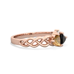 Citrine Heart To Heart Braid 14K Rose Gold ring R5870