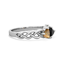 Citrine Heart To Heart Braid 14K White Gold ring R5870