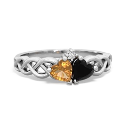 Citrine Heart To Heart Braid 14K White Gold ring R5870