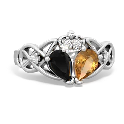 Citrine 'One Heart' Celtic Knot Claddagh 14K White Gold ring R5322