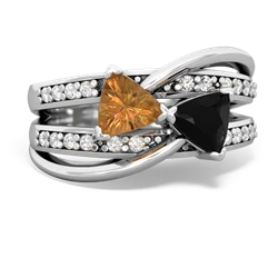 Citrine Bowtie 14K White Gold ring R2360