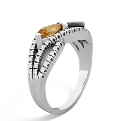 Citrine Diamond Rivers 14K White Gold ring R3070