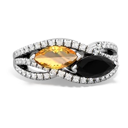 Citrine Diamond Rivers 14K White Gold ring R3070