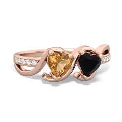 Citrine Side By Side 14K Rose Gold ring R3090