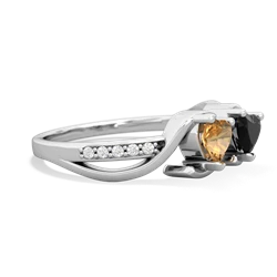 Citrine Side By Side 14K White Gold ring R3090