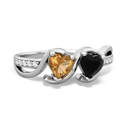 Citrine Side By Side 14K White Gold ring R3090