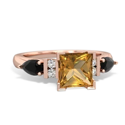 Citrine 6Mm Princess Eternal Embrace Engagement 14K Rose Gold ring C2002