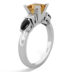 Citrine 6Mm Princess Eternal Embrace Engagement 14K White Gold ring C2002