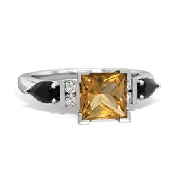 Citrine 6Mm Princess Eternal Embrace Engagement 14K White Gold ring C2002