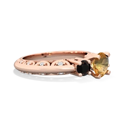 Citrine Art Deco Eternal Embrace Engagement 14K Rose Gold ring C2003