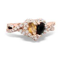 Citrine Diamond Twist 'One Heart' 14K Rose Gold ring R2640HRT