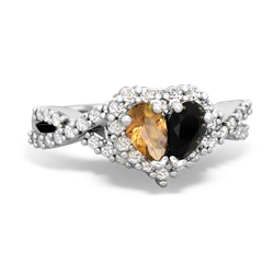 Citrine Diamond Twist 'One Heart' 14K White Gold ring R2640HRT