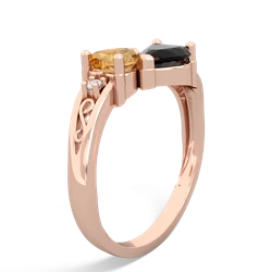 Citrine Snuggling Hearts 14K Rose Gold ring R2178