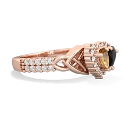 Citrine Celtic Knot Two Hearts As One 14K Rose Gold ring R2644HRT