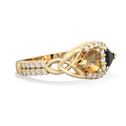 Citrine Sparkling Celtic Knot 14K Yellow Gold ring R2645