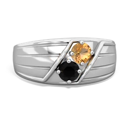 Citrine Men's Streamline 14K White Gold ring R0460