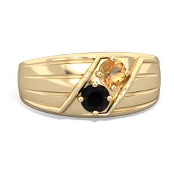 Citrine Men's Streamline 14K Yellow Gold ring R0460