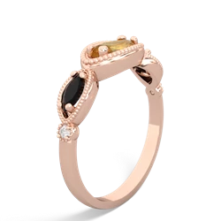 Citrine Milgrain Marquise 14K Rose Gold ring R5700