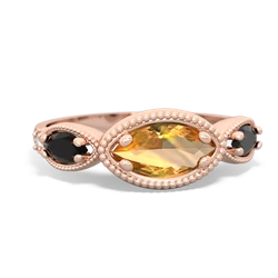 Citrine Milgrain Marquise 14K Rose Gold ring R5700