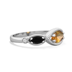 Citrine Milgrain Marquise 14K White Gold ring R5700