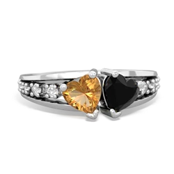 Citrine Heart To Heart 14K White Gold ring R3342