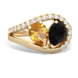 Citrine Nestled Heart Keepsake 14K Yellow Gold ring R5650