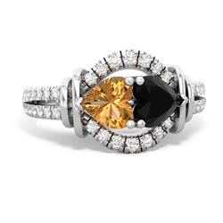 Citrine Art-Deco Keepsake 14K White Gold ring R5630