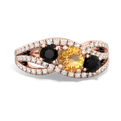 Citrine Three Stone Aurora 14K Rose Gold ring R3080