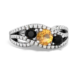 Citrine Three Stone Aurora 14K White Gold ring R3080