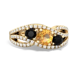 Citrine Three Stone Aurora 14K Yellow Gold ring R3080