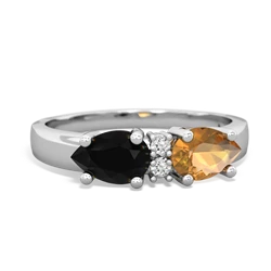 Citrine Pear Bowtie 14K White Gold ring R0865