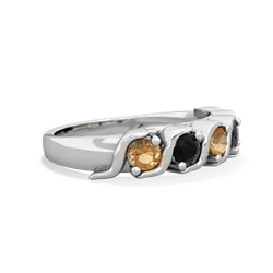 Citrine Anniversary Band 14K White Gold ring R2089