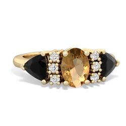 Citrine Antique Style Three Stone 14K Yellow Gold ring R2186