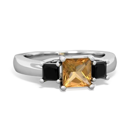 Citrine Three Stone Trellis 14K White Gold ring R4015