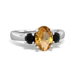 Citrine Three Stone Oval Trellis 14K White Gold ring R4024