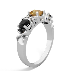 Citrine Hugs And Kisses 14K White Gold ring R5016