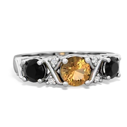 Citrine Hugs And Kisses 14K White Gold ring R5016