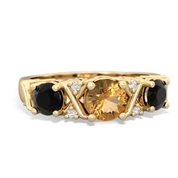 Citrine Hugs And Kisses 14K Yellow Gold ring R5016