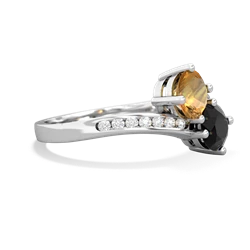 Citrine Channel Set Two Stone 14K White Gold ring R5303