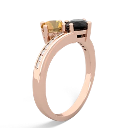 Citrine Channel Set Two Stone 14K Rose Gold ring R5303