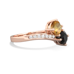 Citrine Channel Set Two Stone 14K Rose Gold ring R5303