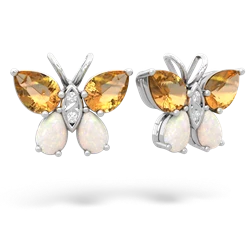 Citrine Butterfly 14K White Gold earrings E2215