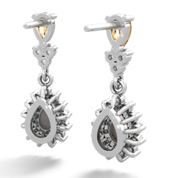 Citrine Halo Pear Dangle 14K White Gold earrings E1882