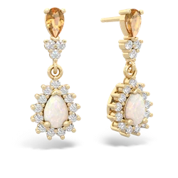 Citrine Halo Pear Dangle 14K Yellow Gold earrings E1882