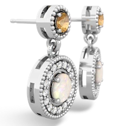 Citrine Halo Dangle 14K White Gold earrings E5319