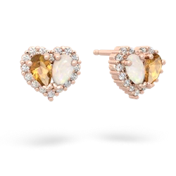 Citrine Halo 14K Rose Gold earrings E7008