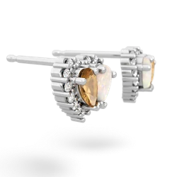 Citrine Halo 14K White Gold earrings E7008